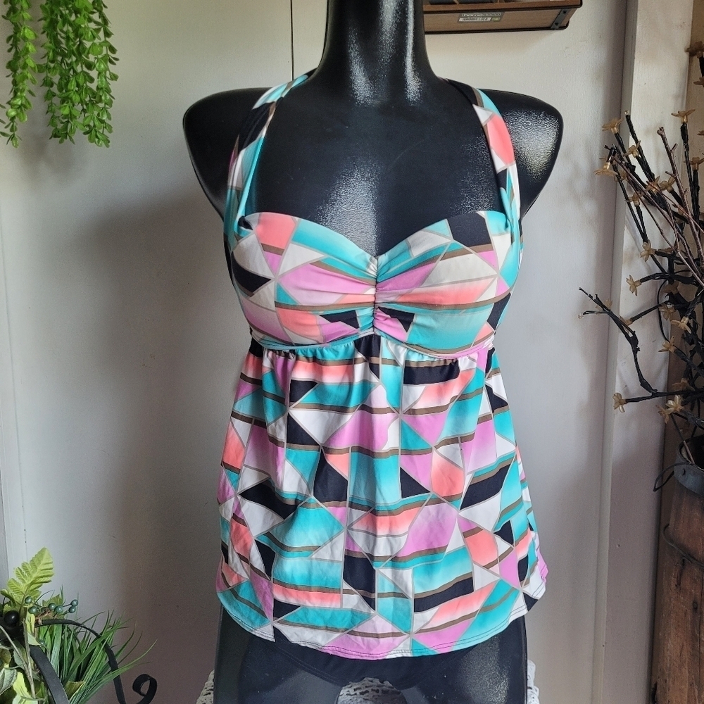 CoCo Reef Multi Colored Tankini Swimsuit Size L